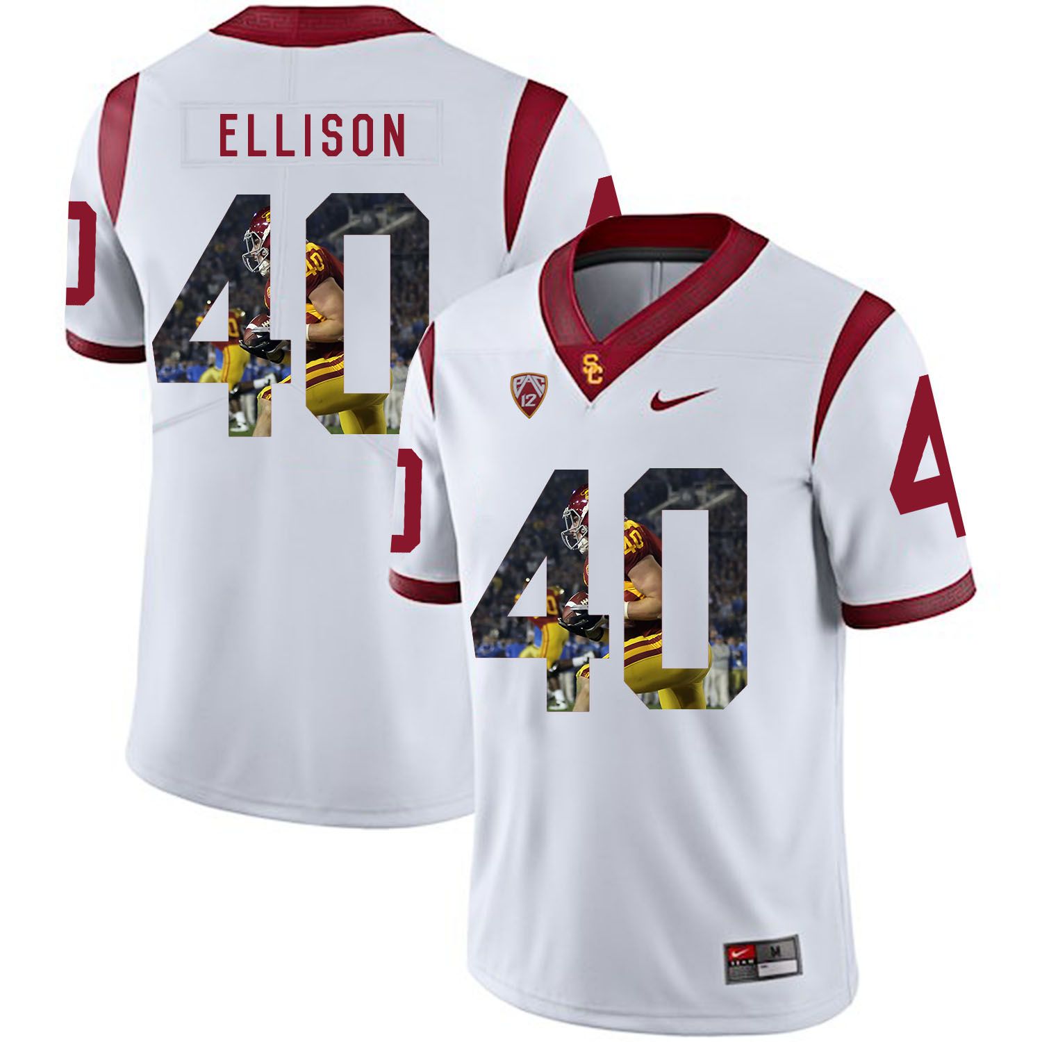 Men USC Trojans 40 Ellison White Fashion Edition Customized NCAA Jerseys